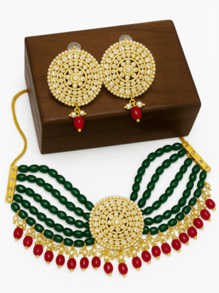 green stone necklace set