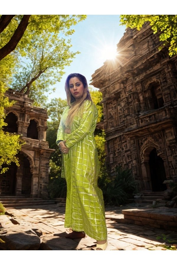 Lime Green Co-ord Set with Long gotta-Work Jacket - Image 3