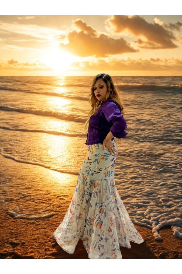 fish cut skirt with crop shirt - Image 4