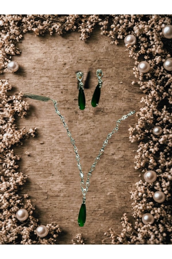 AD green stone necklace set - Image 4