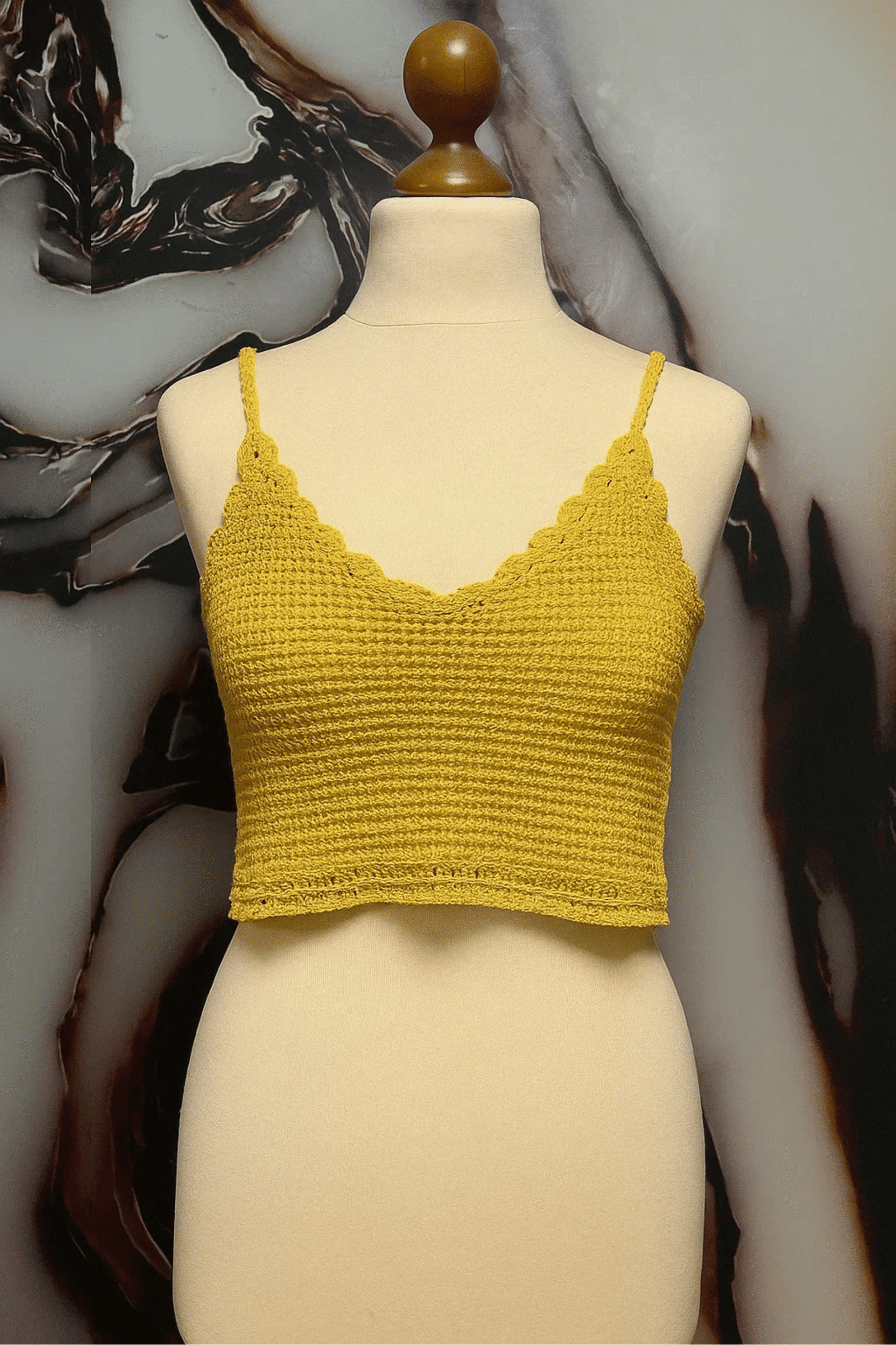 Mustard Yellow Handcrafted Crochet Bralette Top | Boho Chic Summer Crop Top for Women - Image 3