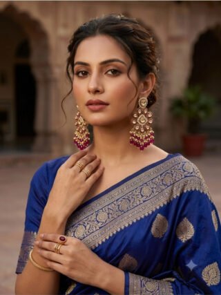 : Buy Traditional Kundan & Ruby Earrings Online in Ghaziabad | MElegant Jewellery