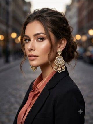 Traditional pearl statement earrings for women ā ethnic jewellery by Melegant in Ghaziabad, Delhi NCR